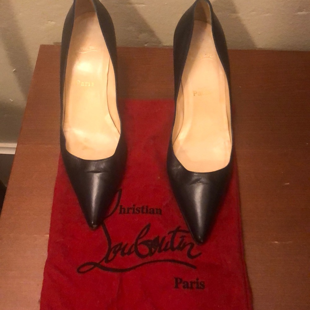 Louboutin navy leather heels